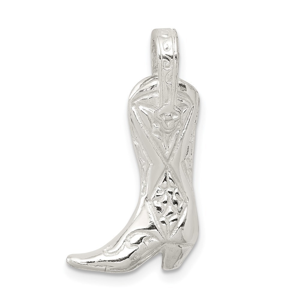 Million Charms 925 Sterling Silver Cowboy Boot Charm with Boot loop as bail